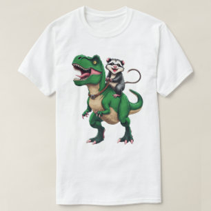Camiseta Gambá no T-Rex - Possum Divertido Andando de Dinos