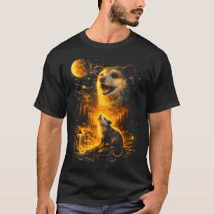 Camiseta Gambá uivando para a lua meme vintage dos anos 90