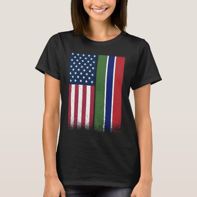 Camiseta Gâmbia Gambian American Flags Orgulhosos EUA Gâmbi (Frente)