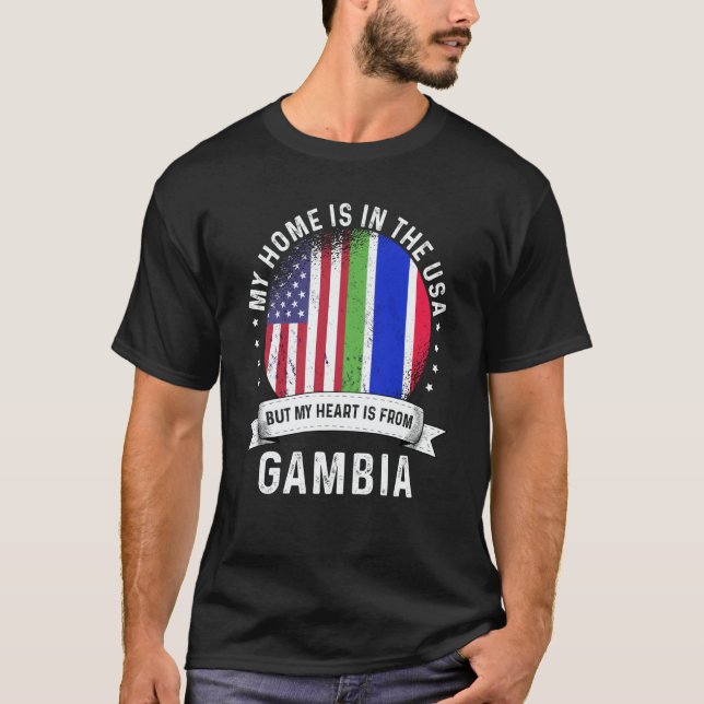 Camiseta Gambian American Patriot Grown Proud Home USA Flag (Frente)
