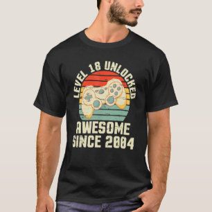 Camiseta Game Birthday Level 18 Years Old Unlocked Awesome