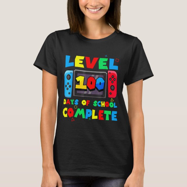Camiseta Game Controller Level 100 Days Of School Complete  (Frente)