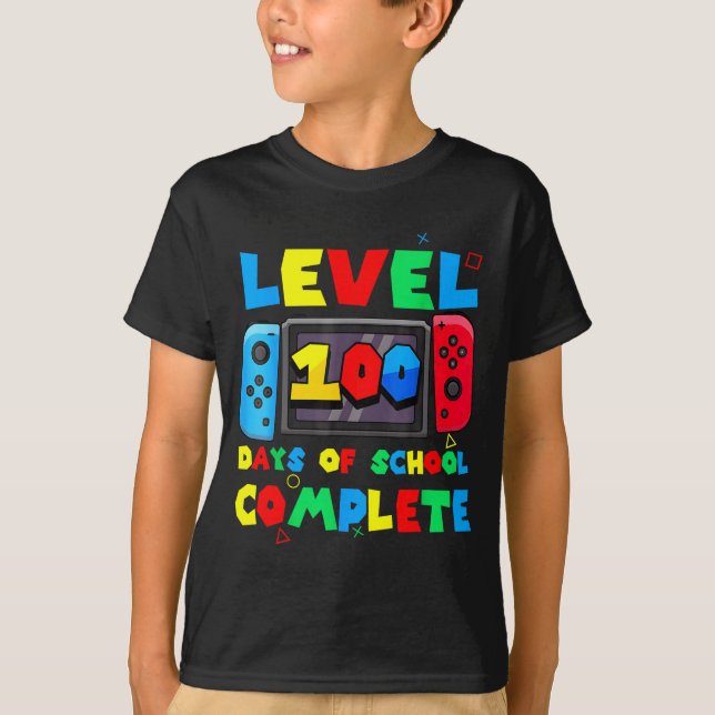Camiseta Game Controller Level 100 Days Of School Complete  (Frente)