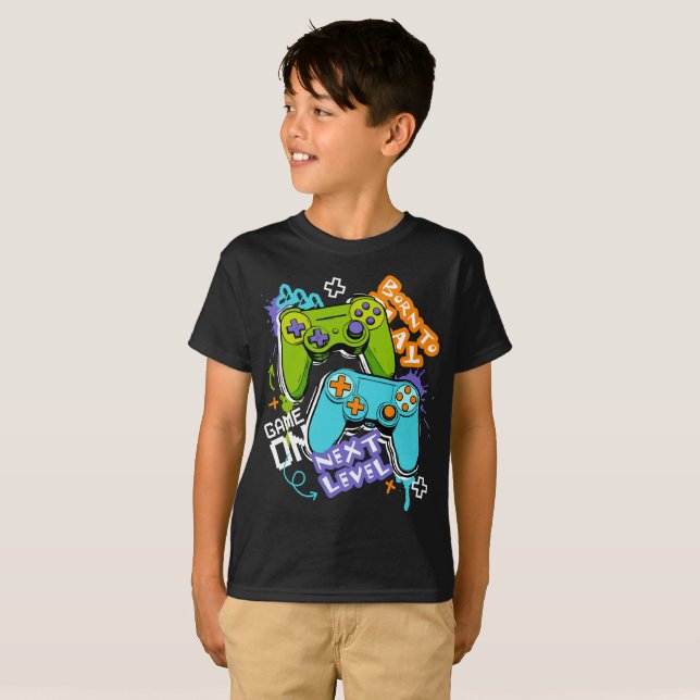 Camiseta Game controllers Graffiti  Gaming Born To Play  (Frente Completa)