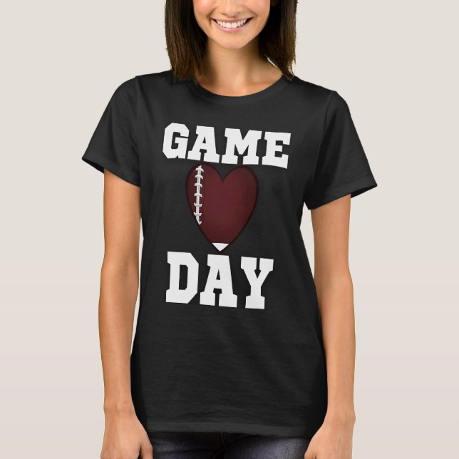 CAMISETA GAME DAY AMERICAN FOOTBALL HEART SPORT LOVING FANS (Frente)