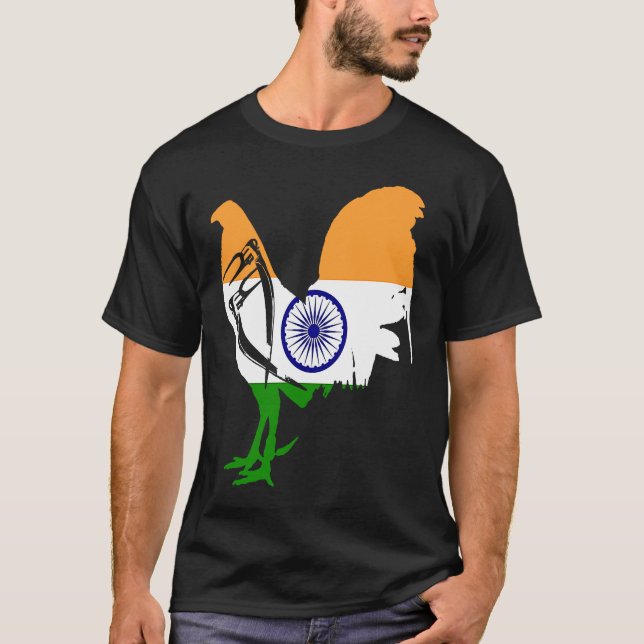 Camiseta Game fowl India Indian flag gaff rooster Gamefowl  (Frente)