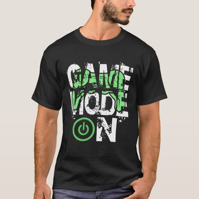 Camiseta Game Mode ON Cool Gritty Style Video Gamer Novelty (Frente)