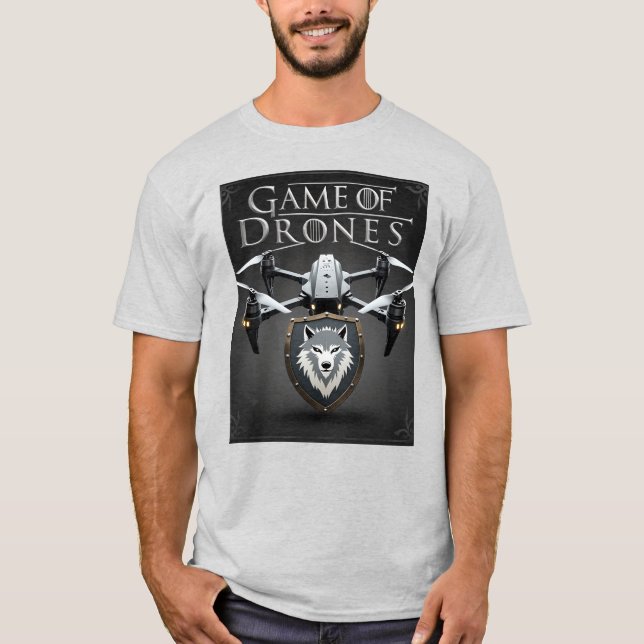 Camiseta Game of Drones – Stark Direwolf Drone Emblem (Frente)