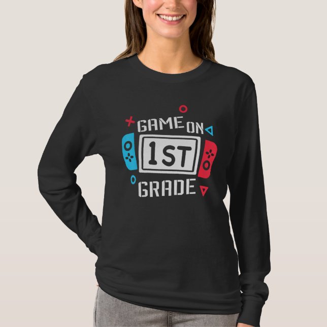 Camiseta Game On 1st Grade First Grade Back To School Teach (Frente)