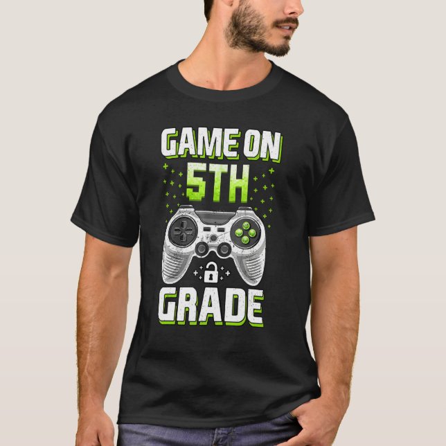 Camiseta Game On 5th Grade   Gamer Kids Boys Back To School (Frente)