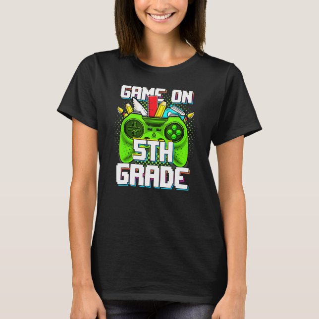 Camiseta Game On 5th Grade Video Game Boys Back To School F (Frente)