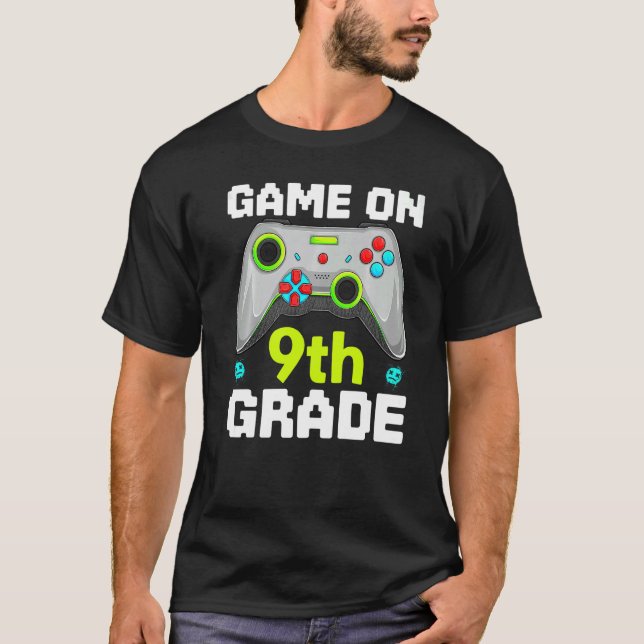 Camiseta Game On 9th Grade Gaming Gamer Back To School Stud (Frente)