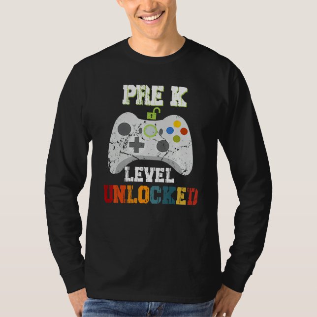 Camiseta Game Over Back To School  Pre K Level Unlocked (Frente)