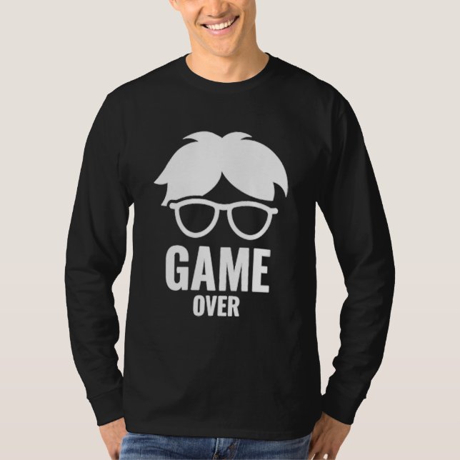 Camiseta Game Over Funny Gamer Nerd Gaming  Discreet Small (Frente)