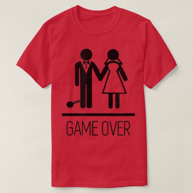 Camiseta Game Over Funny JGA Saying, Stag Night  (Frente do Design)