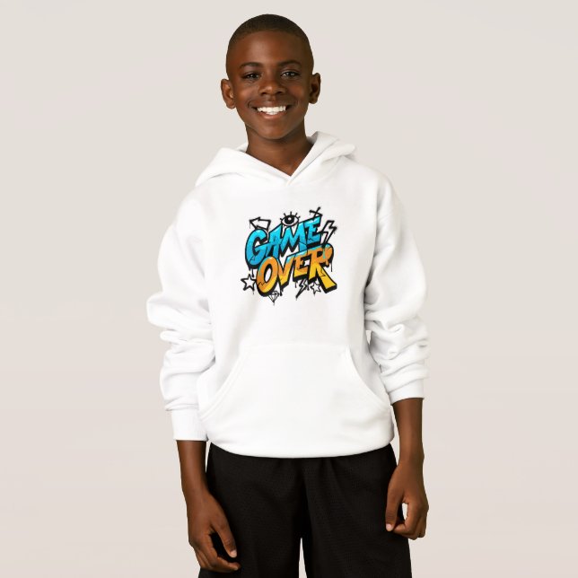 Camiseta Game Over Graffiti Hoodie - Retro Gaming Style (Frente Completa)