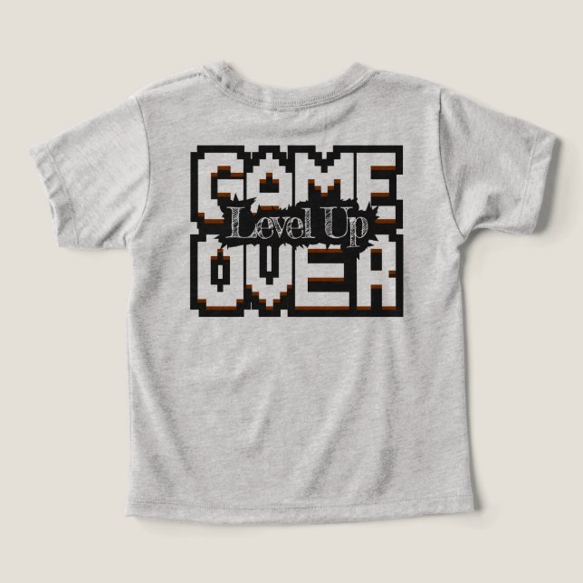 Camiseta Game Over, Level Up: Pixelated Retro Game World (Verso do Design )