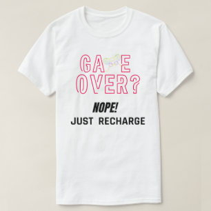 Camiseta Game Over Não Simplesmente Recarregue Neon Gamer