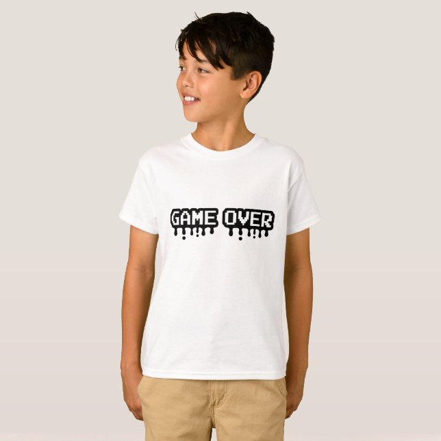 Camiseta Game Over Pixel Art - design Retro pour les Gamers (Frente Completa)