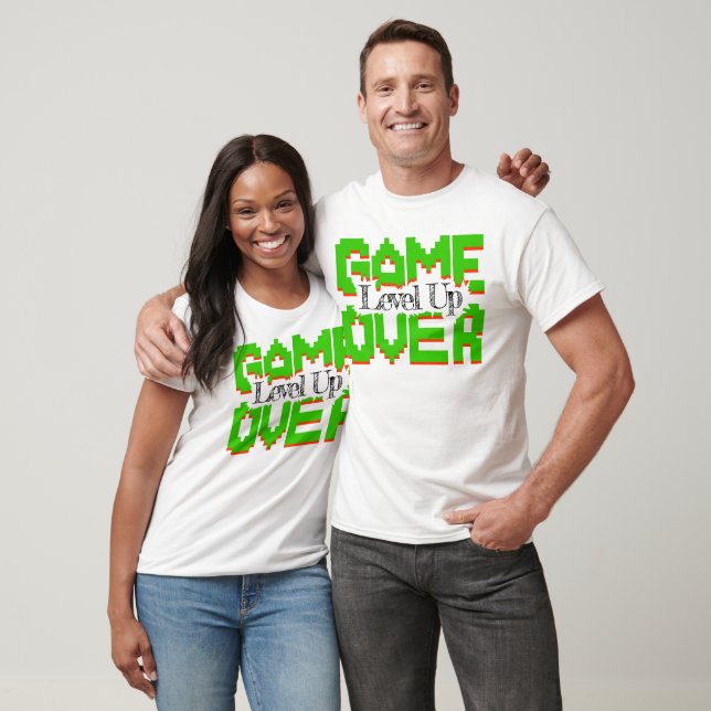 Camiseta Game Over, Revive Jogos Clássicos e Suba de Nível (Unissex)