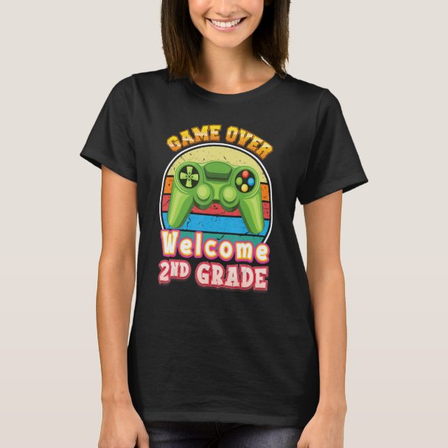 Camiseta Game Over Welcome 2nd Grade Gamer Back To School S (Frente)