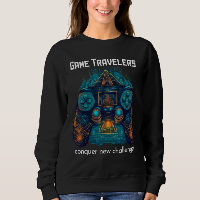 Camiseta Game Traveler Adventure Conquer Real & Virtual Wor (Frente)