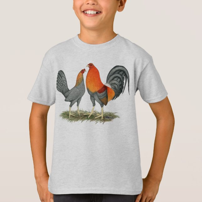 Camiseta Gamefowl vermelho azul (Frente)