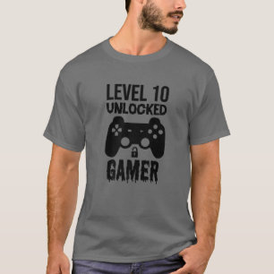 Camiseta Gamer 10º Aniversário Engraçado Presente - Nível 1