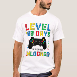 Camiseta Gamer 100º Dia De Nível Escolar 100 Dias Desbloque