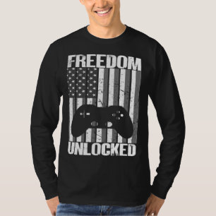 Camiseta Gamer 4 de Julho Liberdade Desbloqueada Video Game