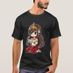 Camiseta Gamer Apsara Chibi Cambojana Khmer Princesa Jogand