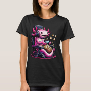 Camiseta Gamer Axolotl Popcorn Fones de ouvido de Cadeira d