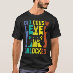 Camiseta Gamer Big Cousin Level Desbloqueado Feliz Para Mim