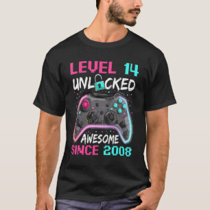 Camiseta Gamer Boy Birthday, 14 Anos Incrível Desde 200