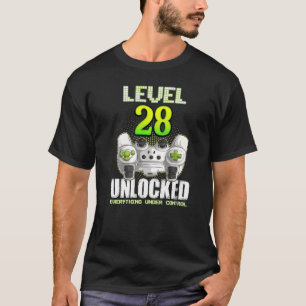 Camiseta Gamer Boys Girls 28º Aniversário Nível 28 Desbloqu