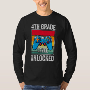 Camiseta Gamer Boys Girls 4th Grade Level Unlocked Back to