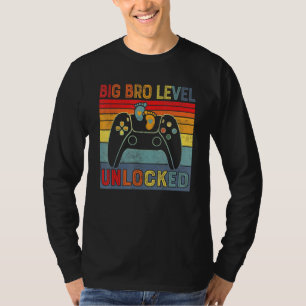 Camiseta Gamer Brother Vintage Big Bro Level Desbloqueado B