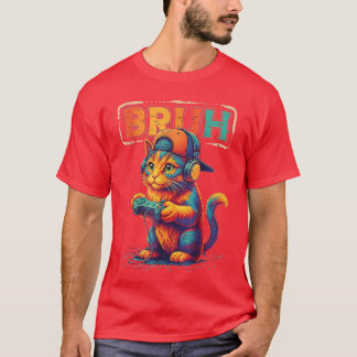 Camiseta Gamer Bruh Cat Video Games Gift for Boys Teen Men 