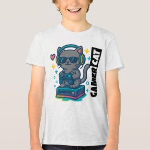 Camiseta Gamer Cat - Legal Cat com Fones de ouvido e Contro