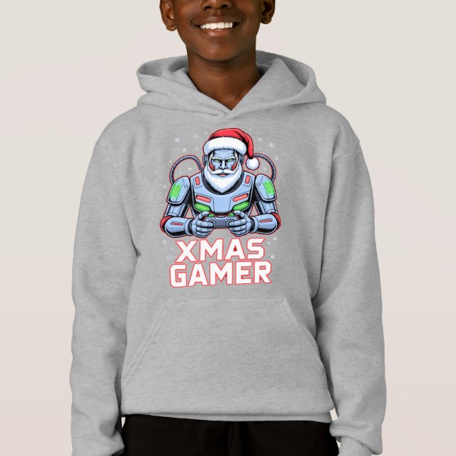 Camiseta Gamer Christmas Gifts Cyber Santa Robot Xmas Gamer (Frente)
