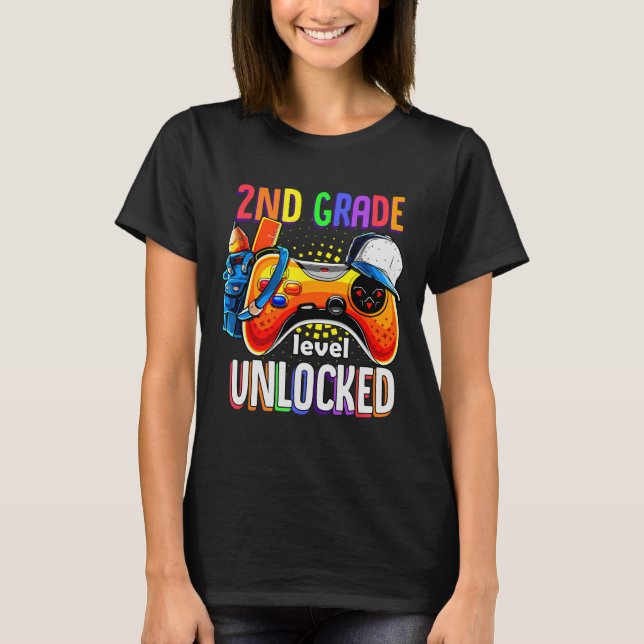 Camiseta Gamer Ck To School Gamepad 2nd Second Grade Level  (Frente)
