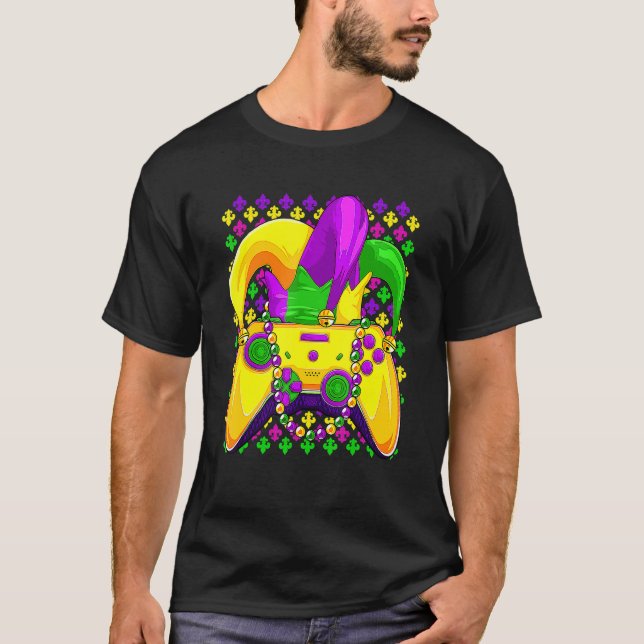 Camiseta Gamer Controller E Mardi Gras Video Game A (Frente)