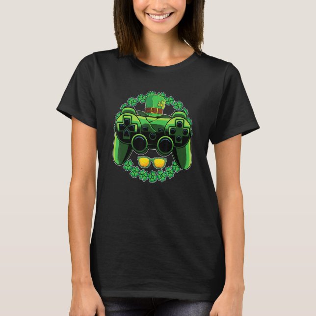 Camiseta Gamer Controller Engraçado Shamrock C (Frente)