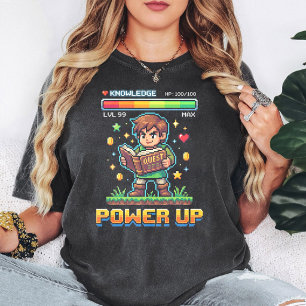 Camiseta Gamer de Arte Pixel Retro Power Up