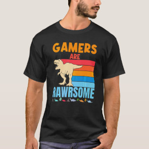 Camiseta Gamer de Dinossauros São Incríveis Retro T-Rex Din