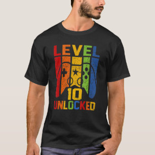 Camiseta Gamer de vídeo 10º Aniversário do Nível 10 desbloq