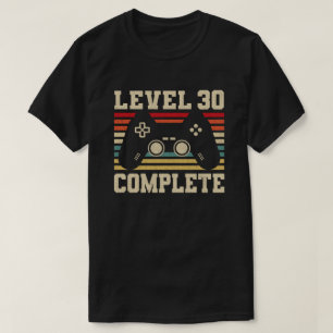 Camiseta Gamer de vídeo aniversário de 30 anos completo nív
