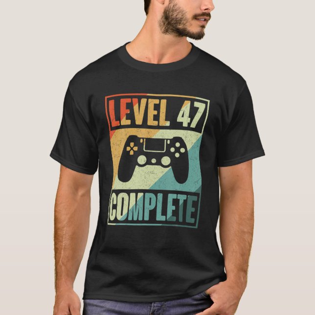 Camiseta Gamer De Vídeo Completo Do Nível 47 - Quarenta E S (Frente)