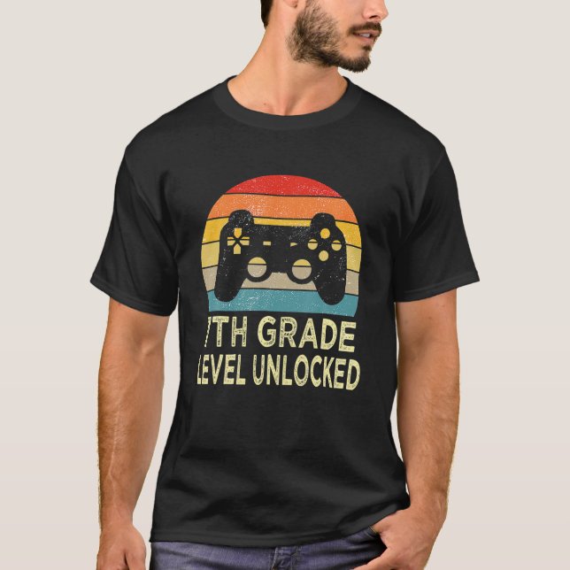 Camiseta Gamer De Vídeo Desbloqueado De Nível 7 De Volta À  (Frente)