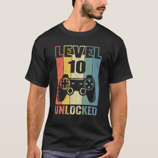Camiseta Gamer De Vídeo Funny Do Nível 10 Desbloqueado 10º 